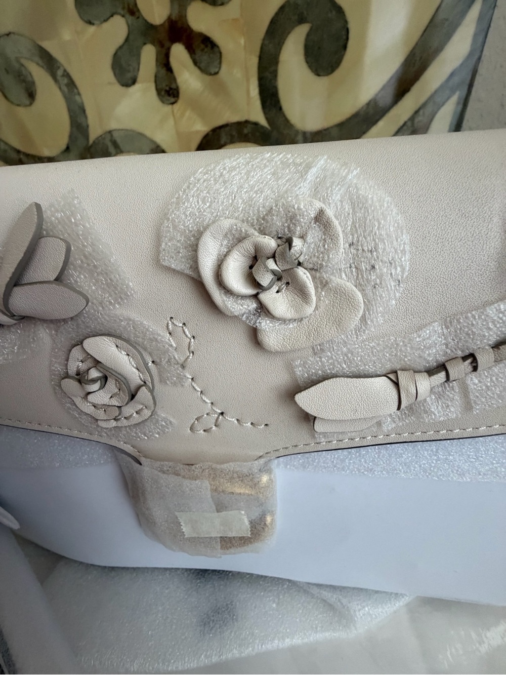NWT Coach Chalk Off White Floral Embellishment Chain Tabby 26 Bag - Picture 4 of 17